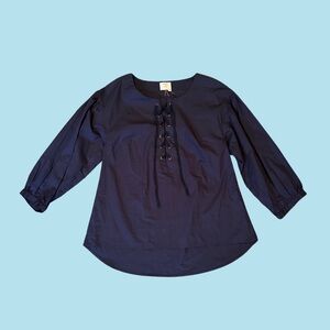 ANTHROPOLOGIE HD IN PARIS navy tunic with laced up front new with original tags!